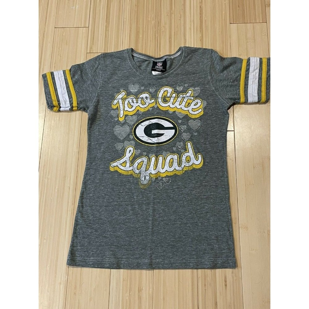 Green Bay Packers NFL Team Apparel Girls Graphic T-Shirt Size 10/12 Green